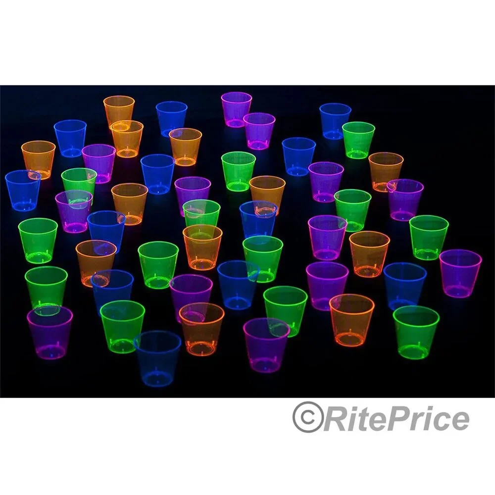72 PCS Neon Shot Glasses 2oz Plastic Bright Party Cups Wine Liquor Bar Catering